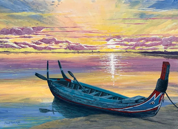 paulratcliffeoriginalart.co.uk Sunset over the lagoon